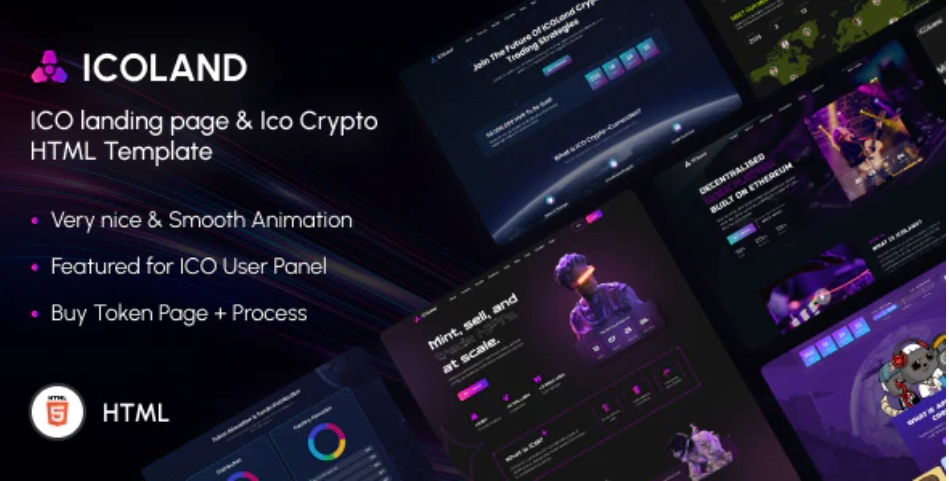 ICOLand – NFT 数字作品区块链网站 HTML 模板 – v1.0