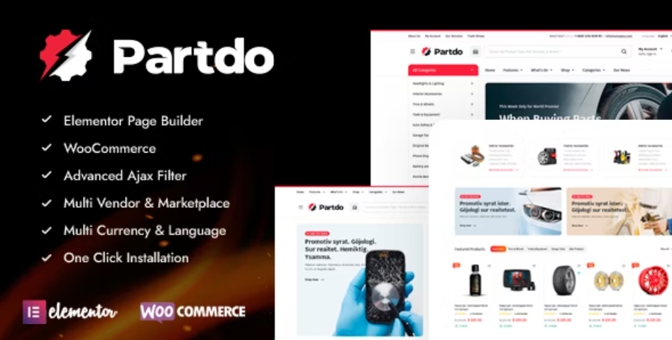Partdo – 汽车零部件工具商店网站WooCommerce主题 – v1.0.9