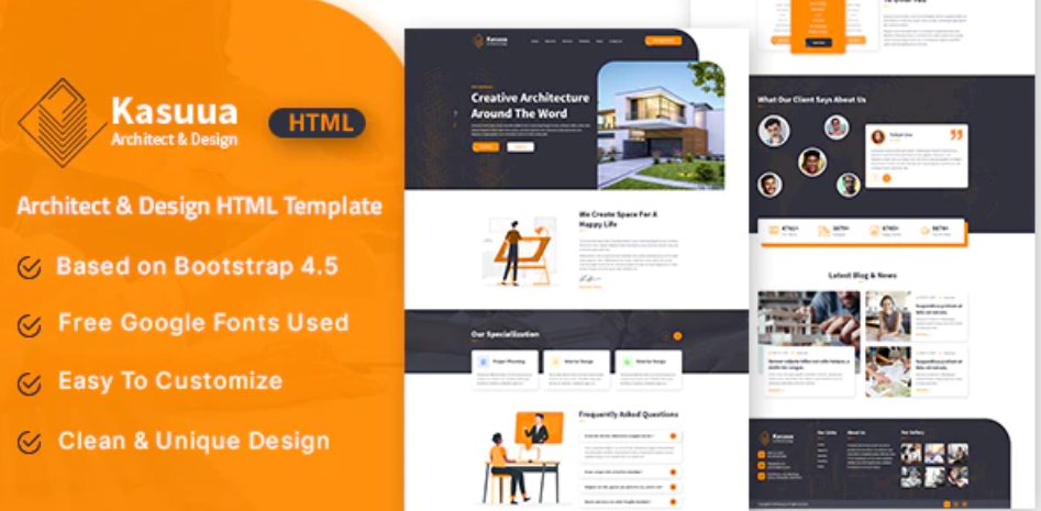 Kasuua – 建筑师设计装修公司网站HTML模板