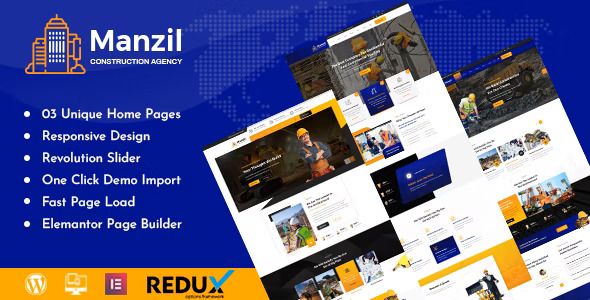 Manzil – 建筑工程企业房产施工WordPress模板 – v1.7